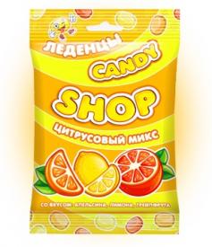 Карамель леденцовая "CANDYSHOP" ЦИТРУСОВЫЙ МИКС со вкусом: апельсина, лимона, грейпфрукта 80 грамм