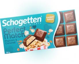 Молочный шоколад Schogetten PERFECT с воздушной кукурузой и карамелью 100 гр